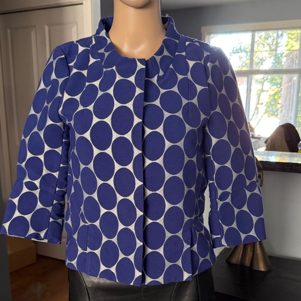 Marni at H&M Blue and Silver Polka Dot Cropped Blazer